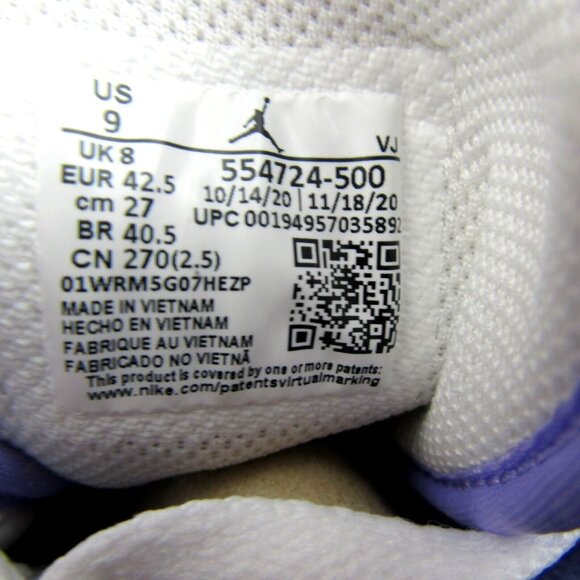 Air Jordan 1 Mid Purple Pulse Aqua White Sneakers Mens Size 9 NEW - Picture 10 of 15